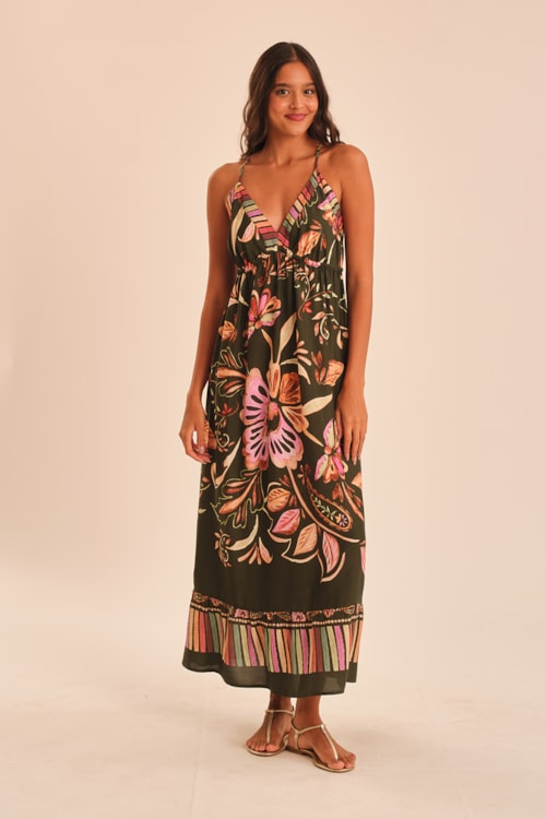 Vestido Cropped Rosa De Damasco Estampado - foto 1
