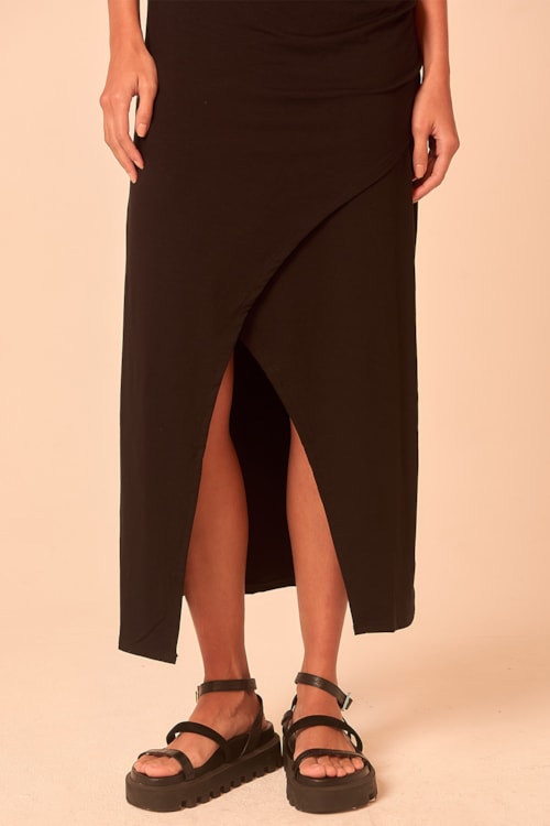 Vestido Cropped Saia Transpassada Preto - foto 6