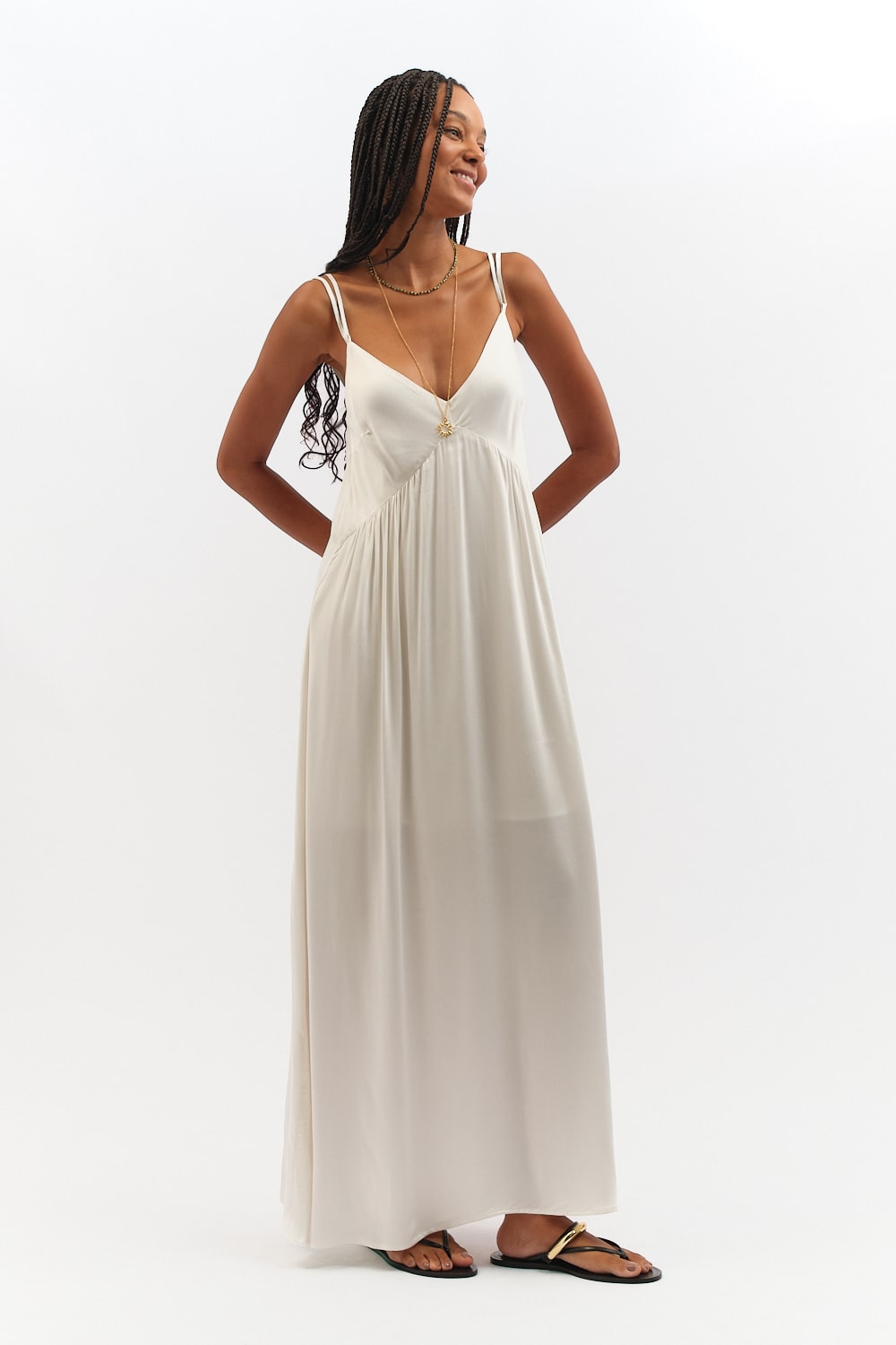 Vestido Cropped Satin Off