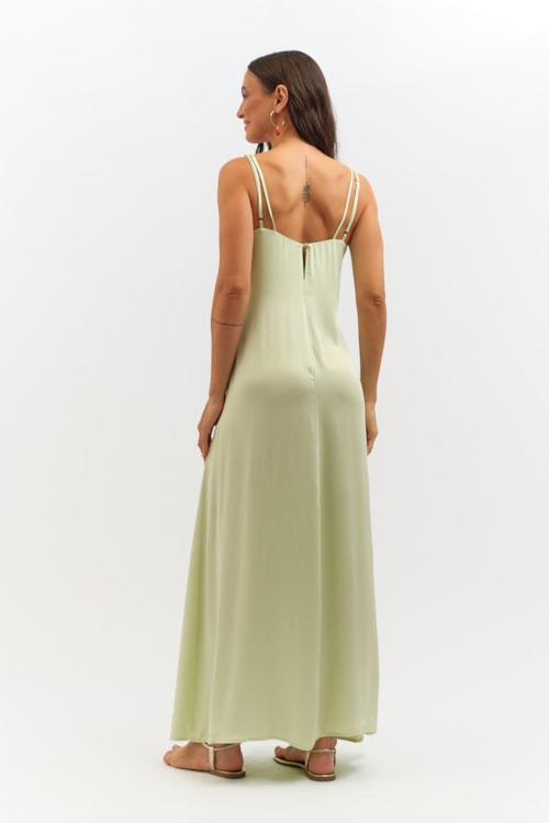 Vestido Cropped Satin Verde Mint - foto 4