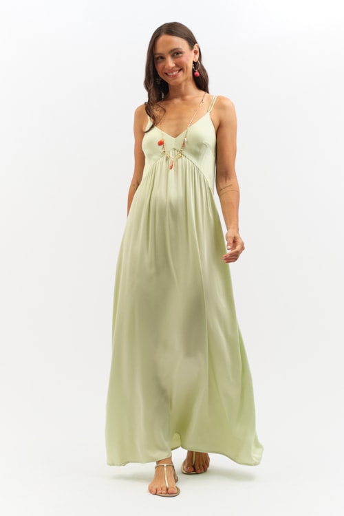 Vestido Cropped Satin Verde Mint - foto 1