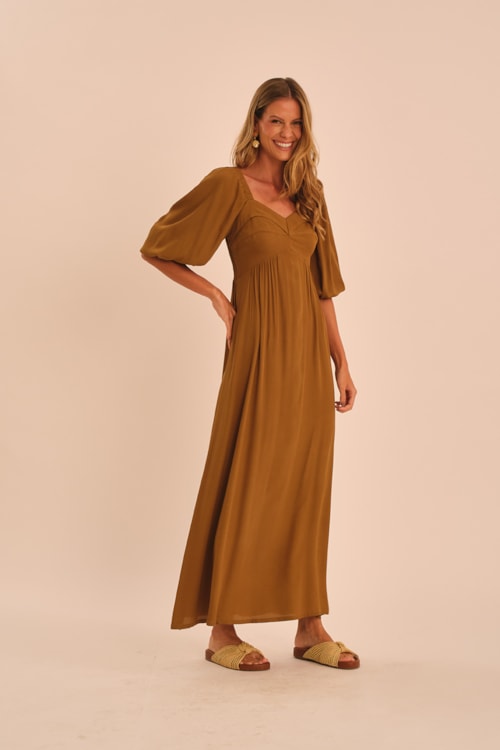 Vestido Cropped Sense Bege Tahine - foto 1