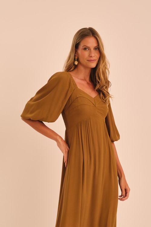 Vestido Cropped Sense Bege Tahine - foto 2
