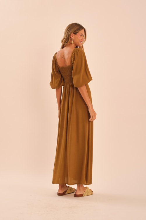 Vestido Cropped Sense Bege Tahine - foto 3