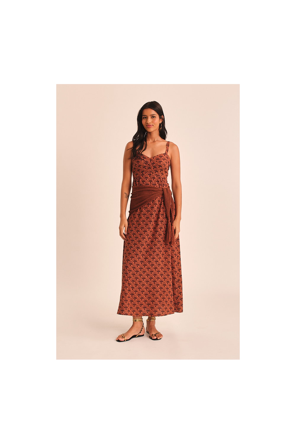 Vestido Cropped Sol Do Deserto Estampado