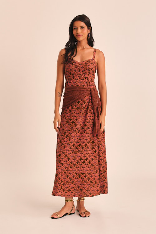 Vestido Cropped Sol Do Deserto Estampado - foto 1