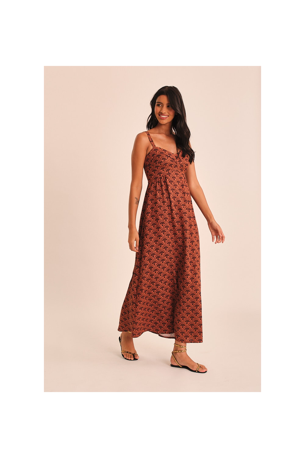 Vestido Cropped Sol Do Deserto Estampado