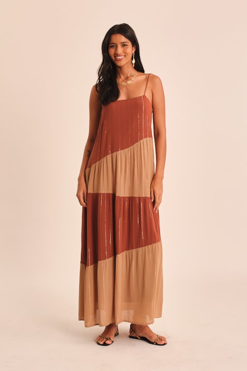 Vestido Cropped Tahine Bicolor - foto 1