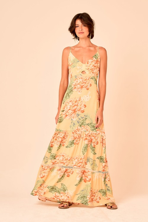 Vestido Cropped Tropical Aquarela Estampado - foto 1
