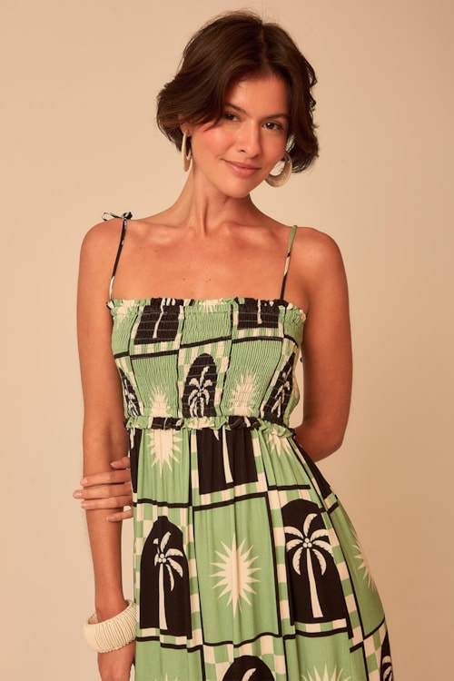 Vestido Cropped Tropical Tree Estampado - foto 5