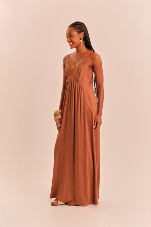 Vestido Cropped Valenca Marrom Terra - foto 3