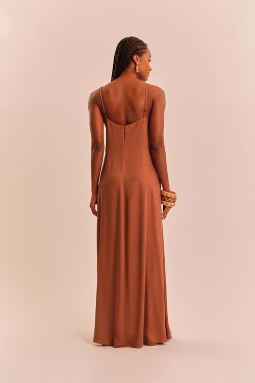 Vestido Cropped Valenca Marrom Terra - foto 4