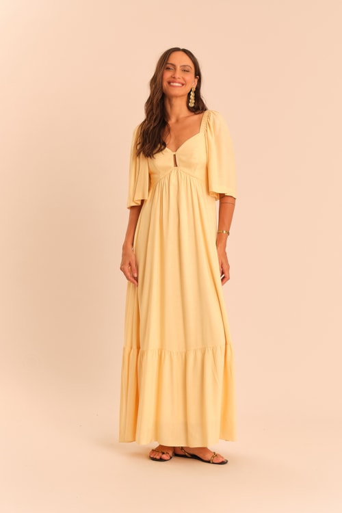 Vestido Cropped Viscose Dunas Amarelo Suave - foto 1