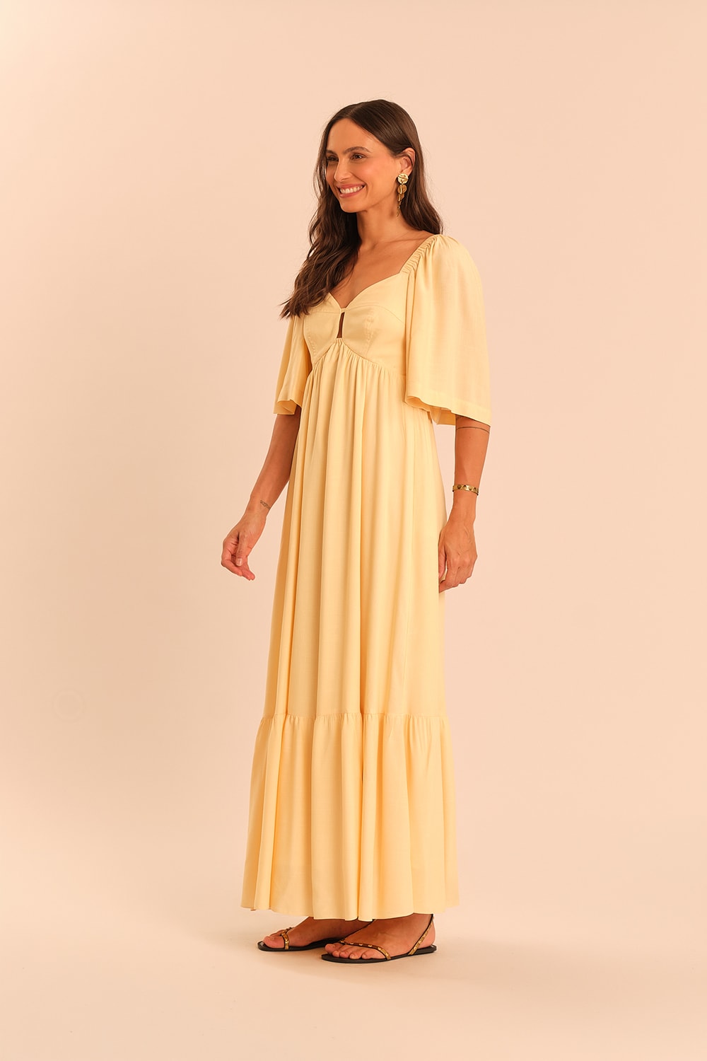 Vestido Cropped Viscose Dunas Amarelo Suave