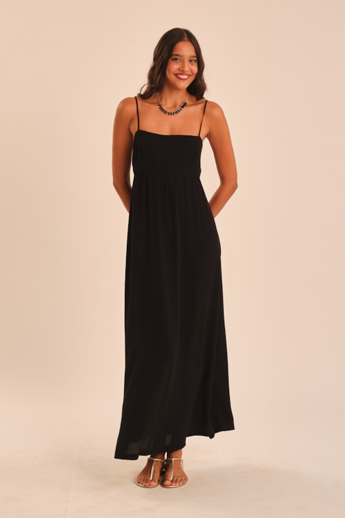 Vestido Cropped Viscose Real Preto - foto 1