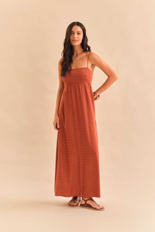 Vestido Cropped Viscose Resort Marrom Terra - foto 1