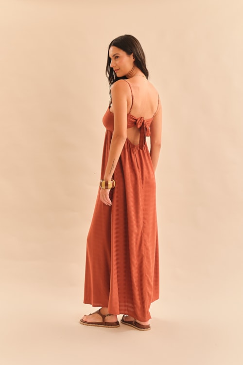 Vestido Cropped Viscose Resort Marrom Terra - foto 5