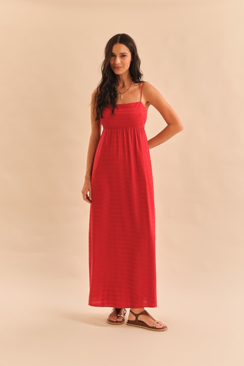 Vestido Cropped Viscose Resort Vermelho Tinto - foto 1
