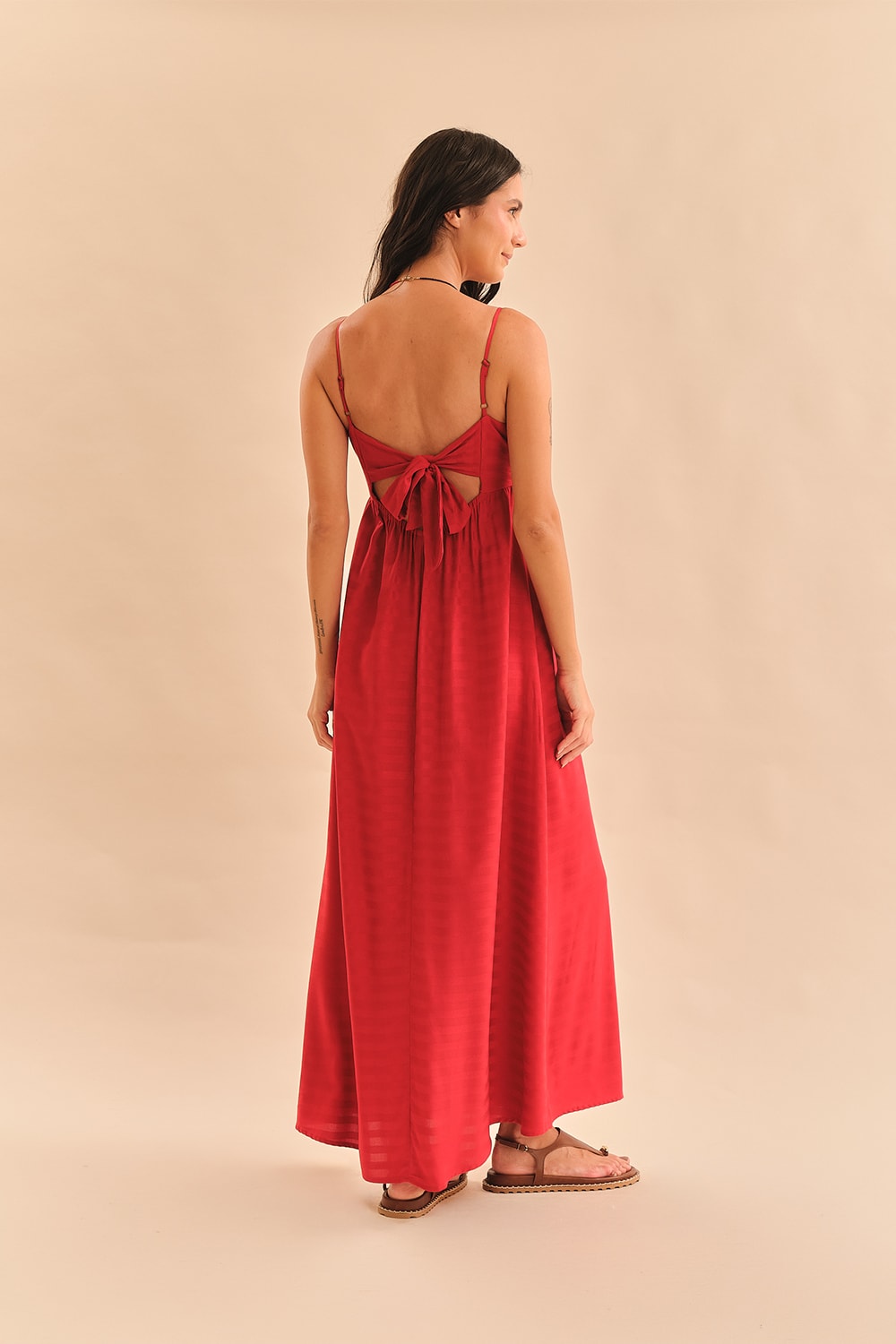 Vestido Cropped Viscose Resort Vermelho Tinto