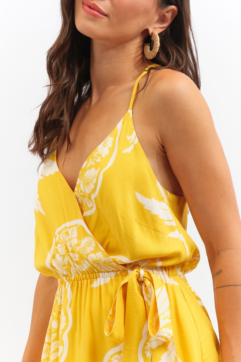 Vestido Curto Abacaxi Florido Estampado
