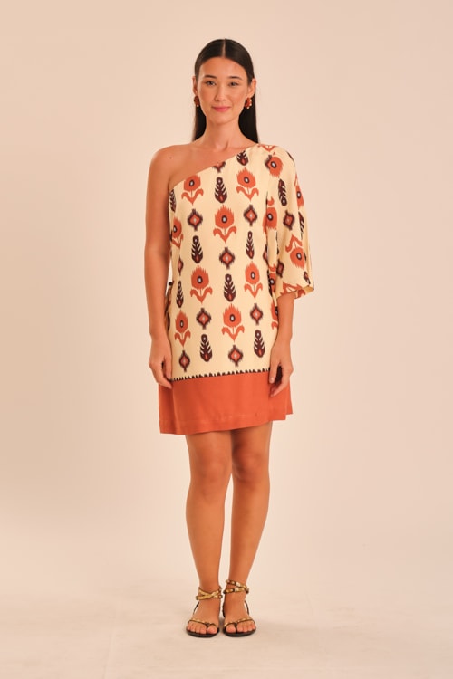 Vestido Curto Barrado Ikat Estampado - foto 2