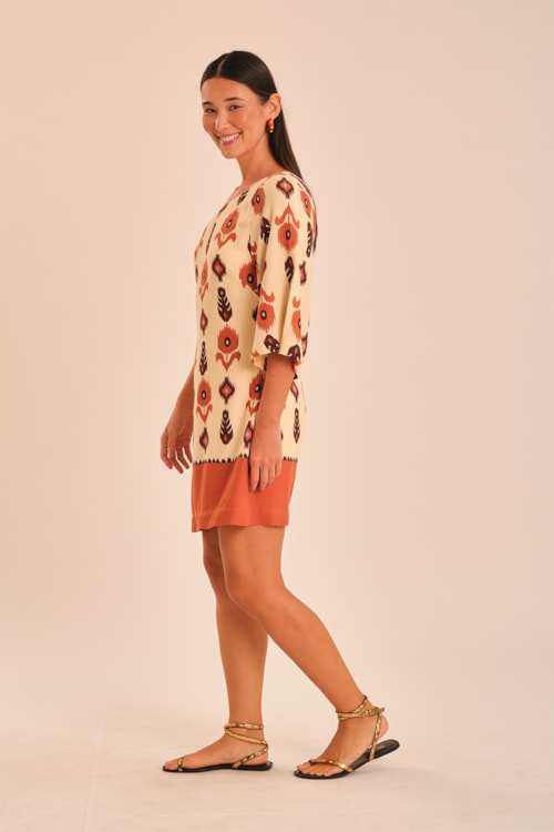 Vestido Curto Barrado Ikat Estampado - foto 4