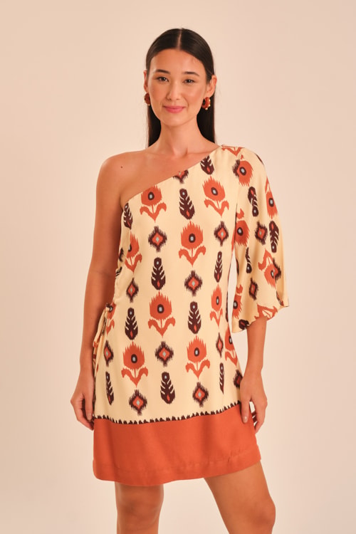 Vestido Curto Barrado Ikat Estampado - foto 1