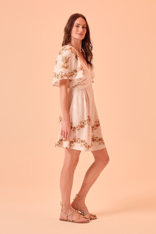 Vestido Curto Barrado Tropical Estampado - foto 3