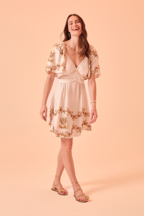Vestido Curto Barrado Tropical Estampado - foto 1