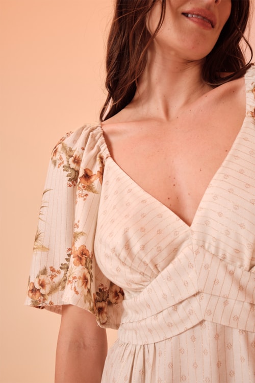 Vestido Curto Barrado Tropical Estampado - foto 4