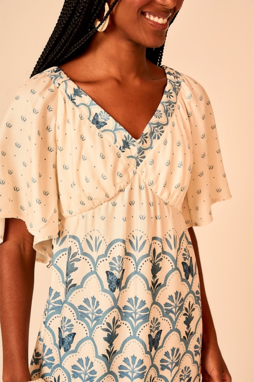 Vestido Curto Boho Blue Estampado - foto 2