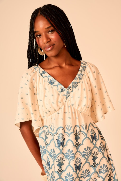 Vestido Curto Boho Blue Estampado - foto 4
