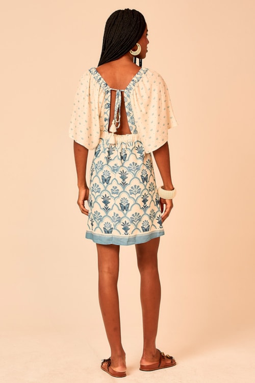 Vestido Curto Boho Blue Estampado - foto 5
