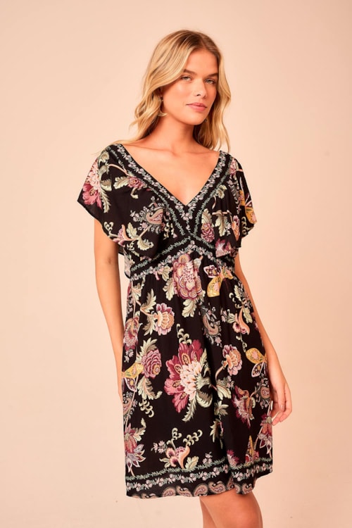 Vestido Curto Borboletario Estampado - foto 1