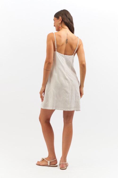 Vestido Curto Bordado Geometrico Branco - foto 6