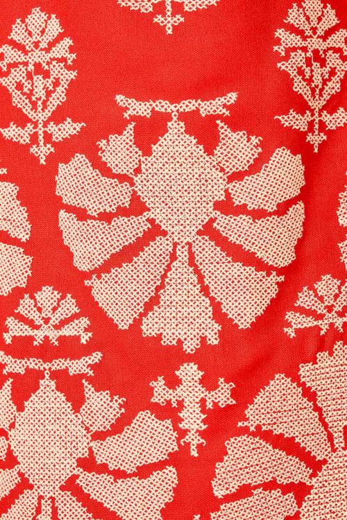 Vestido Curto Bordado Tropical Vermelho - foto 6
