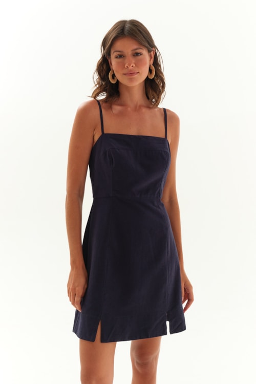 Vestido Curto Bossa Alfaiataria Azul Medina - foto 1