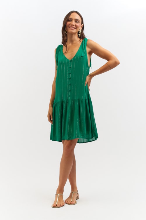 Vestido Curto Brisa Tropical Verde Esmeralda - foto 1