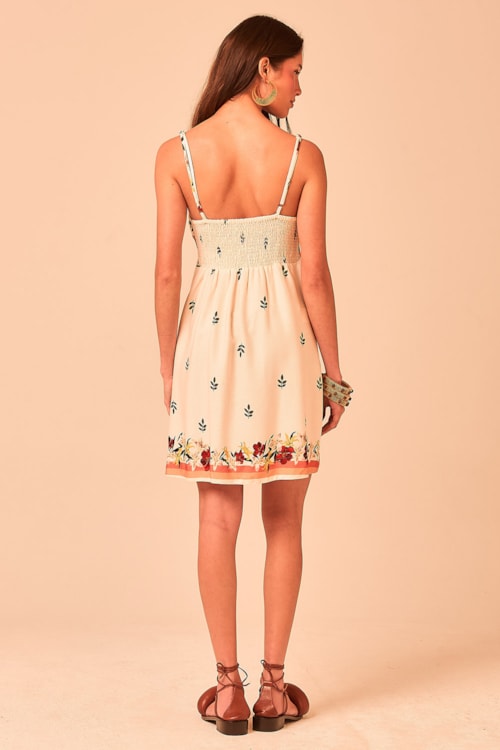 Vestido Curto Chevron Floral Estampado - foto 4