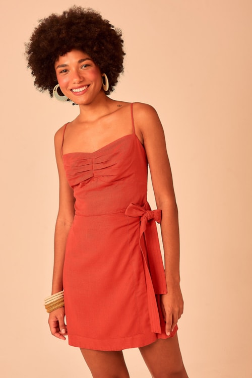 Vestido Curto Ciena Telha - foto 2