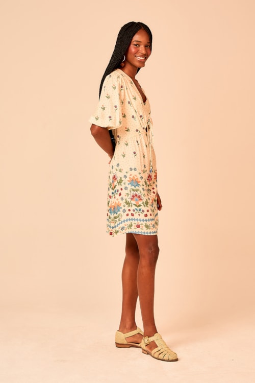 Vestido Curto Delicadeza Bordada Estampado - foto 3