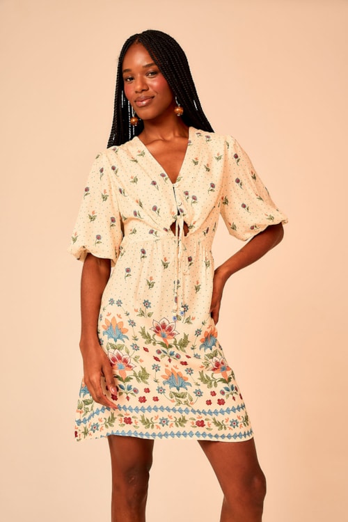 Vestido Curto Delicadeza Bordada Estampado - foto 4