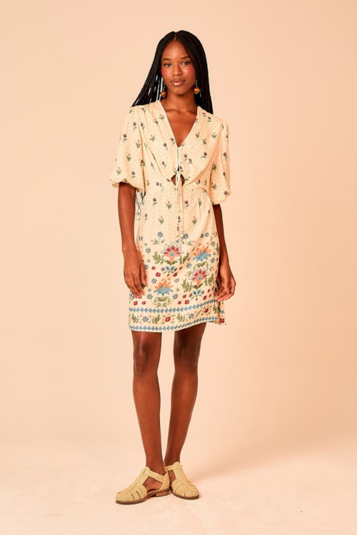 Vestido Curto Delicadeza Bordada Estampado - foto 5