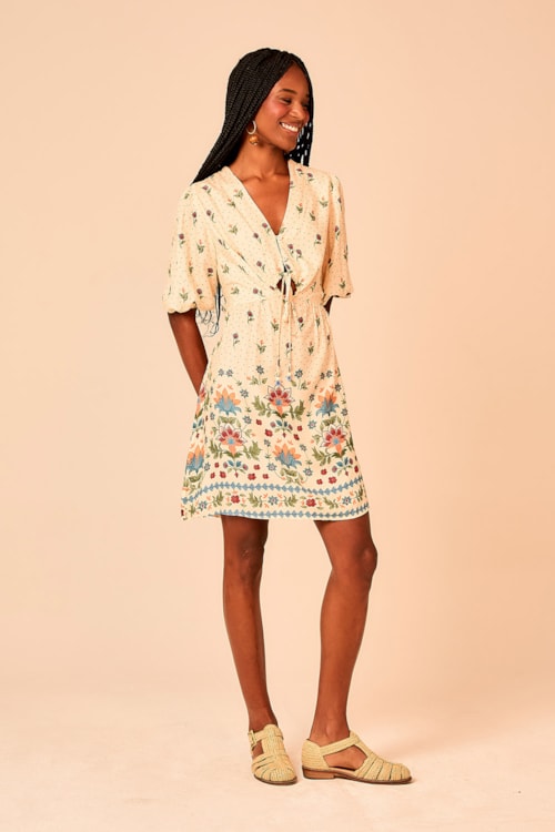Vestido Curto Delicadeza Bordada Estampado - foto 1