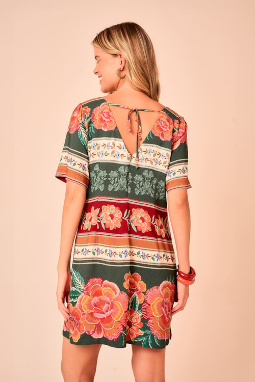 Vestido Curto Delicadeza Da Floresta Estampado - foto 3