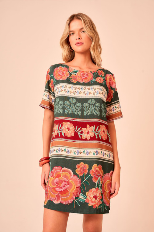Vestido Curto Delicadeza Da Floresta Estampado - foto 1