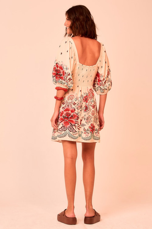 Vestido Curto Fauna Bordada Estampado - foto 4