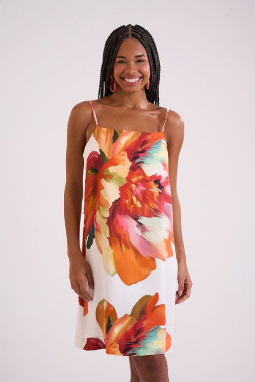 Vestido Curto Floral Aquarela Estampado - foto 1