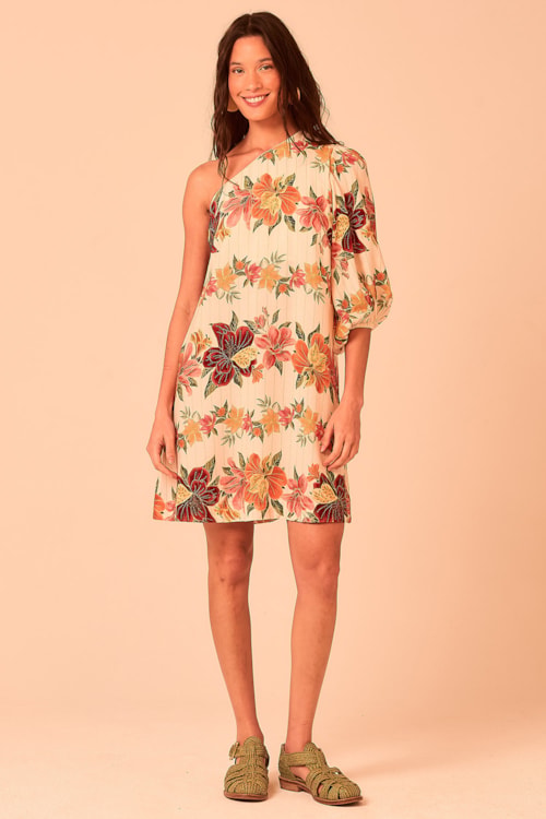 Vestido Curto Floral Batik Estampado - foto 1
