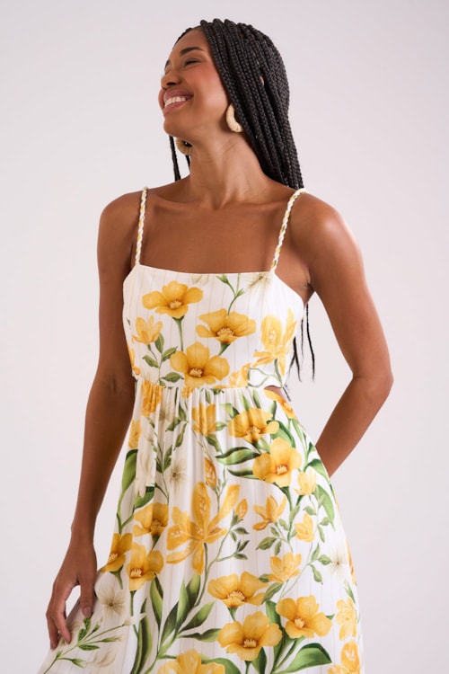 Vestido Curto Floral Canola Estampado - foto 3